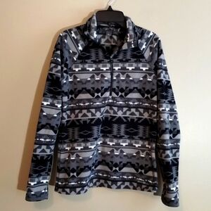 Women's Eddie Bauer Aztec Native Print 1/4 Zip Fleece Sweater XS Pre-Owned EUC